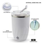 Vaso Térmico Mezclador Automático Recargable Acero Inox Blanco - Imagen 2